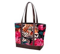 Rose Leopard-771 Grand sac à main en cuir délavé doux pour femme, Multicolore 07, 33.8x12x31cm/13.3x4.7x12.2 in
