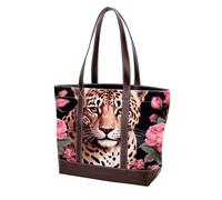 Rose Leopard-771 Grand sac à main en cuir délavé doux pour femme, Multicolore 08, 33.8x12x31cm/13.3x4.7x12.2 in