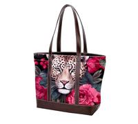 Rose Leopard-771 Grand sac à main en cuir délavé doux pour femme, Multicolore 09, 33.8x12x31cm/13.3x4.7x12.2 in