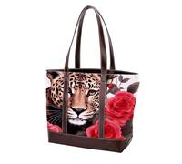 Rose Leopard-771 Grand sac à main en cuir délavé doux pour femme, Multicolore 10., 33.8x12x31cm/13.3x4.7x12.2 in