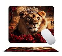 Rose Lion Tapis de Souris 320 x 260 mm, Tapis de Souris Gaming de Haute Précision, Bords Cousus, Base en Caoutchouc Antidérapante, Glisse Ultra-Douce et Un Suivi Optimal, Travail Domicile s0z-174