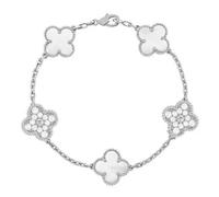 Rose,Lllunimon Zircon quatre feuilles trèfle Bracelet pour femmes hommes Lucky Link Trèfle, bijoux en argent sterling Noël anniversaire Saint-Valentin cadeaux