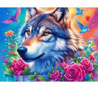Rose Loup 300 Pieces Casse-tête Famille en Carton sans Déformation Haute Qualité Faune pittoresque rêveuse Difficulté Moyenne Activité Familiale Anti-Stress Cadeau 300 PCS