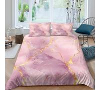 Rose marble Ensemble De Literie Microfibre résistante 3 pièces 3D Effet Confortable Luxury decorative style Parure de Lit avec Fermeture Éclair Douce for Chambre de garçons Super king（260x220cm）