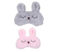 Rose Masque de Sommeil 2 Pièces Lapin en Peluche | Douceur Lavable, Soulage la Pression Oculaire, pour Dormir, Style Mignon et Chic, Accessoire Nuit