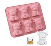 Rose Mini Highland Cow Ice Cubes Mold Cute 3d Highland Cow Silicone Ice Cubes Tray Réutilisable Facile à Démouler Idéal pour Faire des Glaçons Chocolats Bonbons Créations Diy