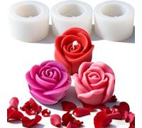 Rose moule à savon Fleur valentin 3 pièces moules decoration fleurS pour gateau pour 3D bougies fleurs moule à savon petit moule à bougie moule rose fondant DIY pour Décoration Gâteaux