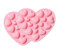 Rose Moules à Chocolat 2 Pièces en Silicone de Cœur | Multi-cavités, Bords Lisses, pour Fondant et Glaçons, Nettoyage Rapide, Usage Maison et Saint-valentin