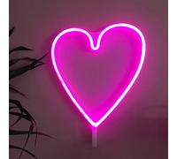 Rose Néon Veilleuse Néon Lumière Usb Et Alimenté Par Batterie Coeur Enseigne Au Néon Applique Murale Meilleur Cadeau Pour La Fête De Mariage Fête De Vacances Camping Chambre D'enfants Salon Maison