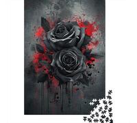 Rose Noire Puzzle Amour Mort Puzzle Bois 1000 Pièces Puzzles pour Adultes Jeu Edu Chat If Challenge Toy 1000pcs (75x50cm)