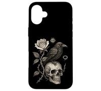 Rose occulte, crâne de corbeau, occultisme, sorcellerie, corbeau, rose, gothique Coque pour iPhone 16 Plus