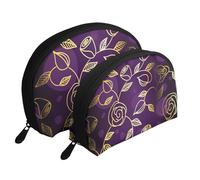 Rose Or-Violet, Trousse de Maquillage Coquille Femme Petit Porte-Monnaie Trousse de Toilette Trousse à cosmétiques 2 pièces