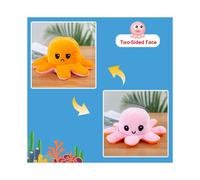 (Rose + Orange, 30 cm/11,8 pouces) Jouet en peluche pieuvre réversible double face 20/30/40 cm