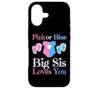 Rose ou Bleu Big Sis Loves You Baby Shower Révélation du Sexe Coque pour iPhone 17