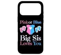 Rose ou Bleu Big Sis Loves You Baby Shower Révélation du Sexe Coque pour iPhone 17 Pro Max