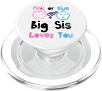 Rose ou Bleu Big Sis Loves You Baby Shower Révélation du Sexe PopSockets PopGrip pour MagSafe
