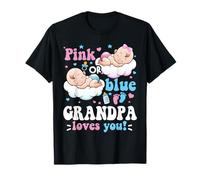 Rose ou Bleu Grandpa Loves You Baby Gender Reveal Groovy T-Shirt
