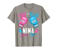 Rose ou bleu Nina Loves You Boxing Gender Reveal Party T-Shirt