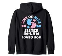 Rose ou Bleu Sister in Law Loves You Gender Reveal Shower Sweat à Capuche