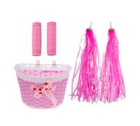 Rose - Panier Avant De Vélo Étanche Et Durable, Avec Poignées De Guidon Et Pompons, Accessoires De Cyclisme Pour Enfants