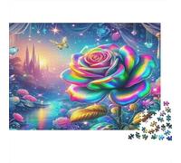 Rose Papier épais Rose Arc-en-Ciel dans Un Jardin Magique avec château Lot Puzzle Jeu Familial décoratif 52x38cm/1000 pièces