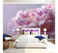 Rose Papier Panoramique Mural Fleurs Pivoine Papier Peint Intissé Poster Tableaux Muraux Tapisserie Photo pour Salon Canapé TV Fond Décoration Murale 350 x 256 cm