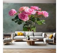 Rose Papier Peint 300x210 cm Roses dans un vase Panoramique 3D Poster Geant Mural Photo Muraux Pour Salon Chambre à Coucher Maison Décoration Intérieure Moderne