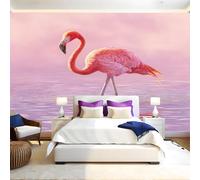 Rose Papier Peint Intissé 200x140 cm Flamant animal Papier Peint Panoramique Mural Affiche Géante Décoration Murale Photo Salon Chambre D'enfant Décor Fond TV