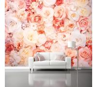 Rose Papier Peint Panoramique Autocollante, Fleurs roses fleuristerie Photo Poster Mural pour Salon Chambre 200 x 140 cm Papier Peint Intissé Maison Décoration Intérieure