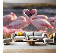 Rose Papier Peint Panoramique Flamant rose animal 3D Trompe L'oeil Moderne Papier Peint 250 x 175 cm Grandes Murales Poster pour Salon, Adulte Chambre d'enfants, Étude Décor