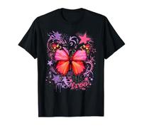 Rose Papillon Fly Free Y2K Grunge Stars Rétro Années 2000 T-Shirt