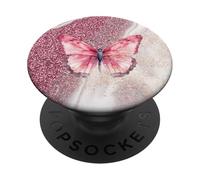 Rose Papillon Or Gris Support de téléphone Grip Pop Grip PopSockets PopGrip Adhésif