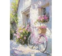 Rose Peinture Diamant Painting Kit, 5D Diamond Painting Adulte Vélo, DIY Peinture Diamant pour Adultes, Complet Point de Croix Kit Broderie, pour Artisanat Murale Décoration Noël 100x150cm H-790