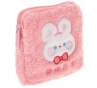 Rose Peluche Pochette Menstruelle, Rangement Discret pour Filles | Organisation Légère pour Paquet à Main, Adaptée aux Cartes et Écouteurs, Style Doux et Pratique