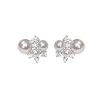Rose Perle Zircon Boucles D'oreilles pour Femmes Cluster Conception Brillant Cristal Incrusté Élégant Bijoux pour Quotidien et Formelle Porter