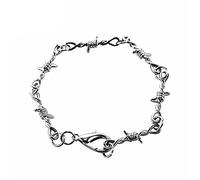 Rose Phrases Naturelle Quartz Bijoux Bracelet d'épines punk gothique pour hommes en fil métallique et barbelé Bracelets universels Pour Noir Bracelet En Bijoux (A, One Size)