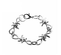 Rose Phrases Naturelle Quartz Bijoux Bracelet d'épines punk gothique pour hommes en fil métallique et barbelé Bracelets universels Pour Noir Bracelet En Bijoux (B, One Size)