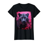 Rose Pop Art Panther Noir T-Shirt Graphique avec Valeur