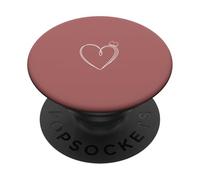 Rose poudré cœur dessiné à la Main Minimaliste Amour Amour Amoureux PopSockets PopGrip Adhésif