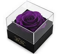 Rose préservée pour Femme, Maman, épouse, Petite Amie - Cadeau de Fleur véritable décoration pour la fête des mères, la Saint-Valentin, Un Mariage, Une fête, Un Anniversaire de Mariage (Violet)