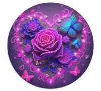 Rose Puzzle 1000 Pièces Familial Pression Réduite Belle Fleur Puzzle Ronds DIY Adultes Et Enfants À Partir De 12 Ans1000pcs (67.5x67.5cm)