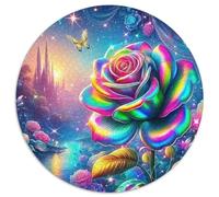 Rose Puzzle 1000 Pièces Familial Pression Réduite Belle Fleur Puzzle Ronds DIY pour Adultes Et Enfants1000pcs (67.5x67.5cm)