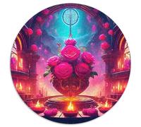 Rose Puzzle 1000 Pièces Jeu Cadeau Unique Belle Fleur Puzzle Rond DIY pour Adultes Et Enfants1000pcs (67.5x67.5cm)