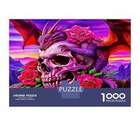 Rose Puzzle Anti-Stress Adultes, Skull & Dragon Carton Résistant, Entraînement Cérébral, Loisir Indoor, Cadeau D’Emménagement 38x26cm/1000pcs