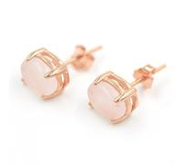 Rose Quartz Coussin Cut Boucles d'oreilles à tige en argent sterling plaqué or rose 14 K