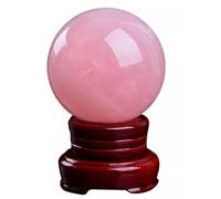 Rose Quartz Magic Crystal Ball with Stand for Home Decor Divination Witchcraft Fortune Telling Precious Gifts for Family and Friends,80mm Gemstone Stone