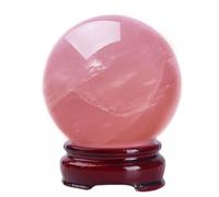 Rose Quartz Magic Crystal Ball with Stand for Home Decor Divination Witchcraft Fortune Telling Precious Gifts for Family and Friends,70mm Gemstone Stone