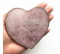 Rose Quartz Powder Crystal Coaster Heart Platter Electroplated Gold Jewelry Cup Mat Display Gift Decoration Home Decor Gemstone Stone
