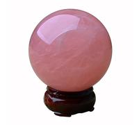 Rose Quartz Power Stone Crystal Ball Crystal Feng Shui Gem Set with Pedestal Love Amulet Purification Luck Marutama Present,90mm