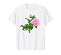 Rose Renaissance Rose avec 2 bourgeons Formes Mania T-Shirt Graphique avec Valeur, Homme, Blanc, L